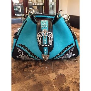 Rhinestoned blue purse
