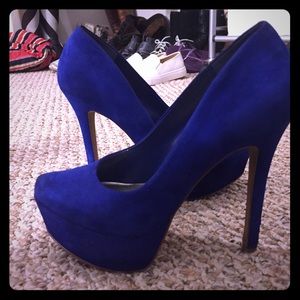 Jessica Simpson royal blue suede heels