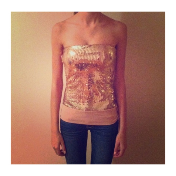 Wet Seal sequin strapless shirt