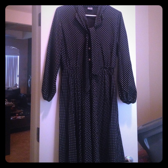 Vintage long sleeve polka dot dress