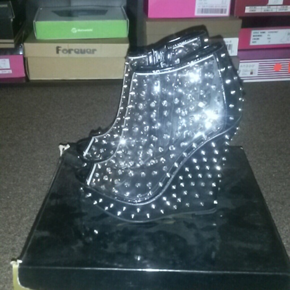 Spiked Lucite Open toe Wedge