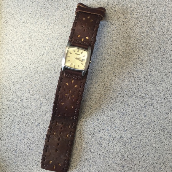 Fossil brown leather band watch