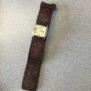 Fossil brown leather band watch