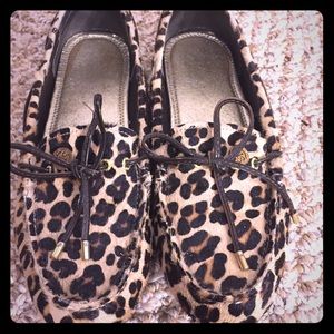 Sperry top-sider calf hair leopard loafers