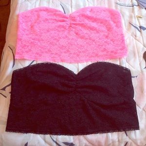 2 Plus Size Lace Crop Tops