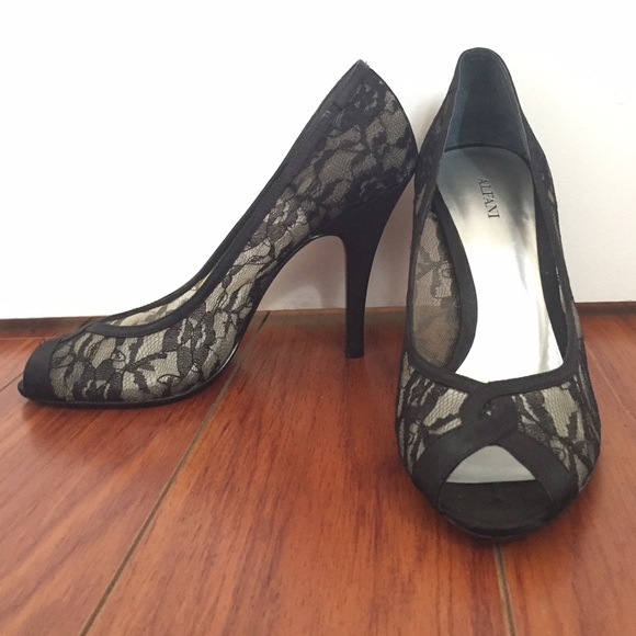 Alfani Satin Lace Peep Toe Pumps