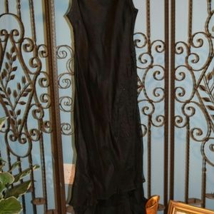 Navy cocktail dress.