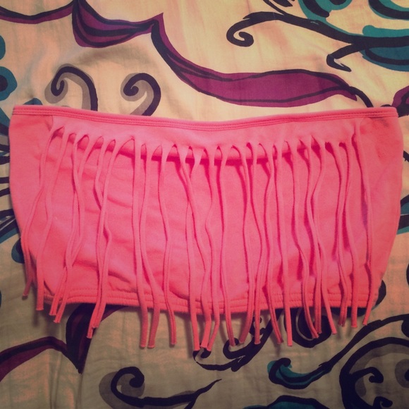 Pink fringe bandeau