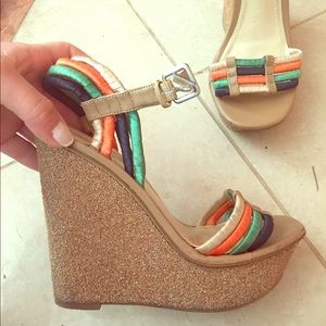Enzo Angiolini Sparkle multicolor wedges