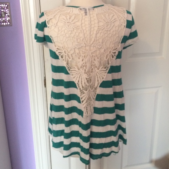 Striped Lace Back Tee