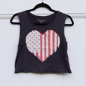 American Eagle American Flag Heart Crop Tank