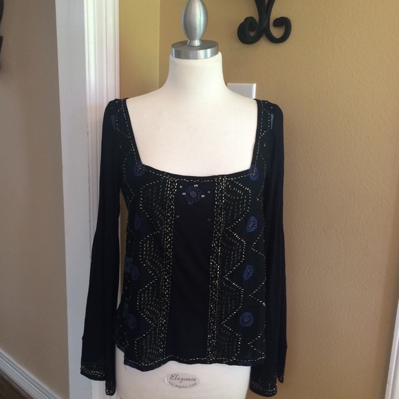 FREE PEOPLE Beaded Longsleeve Tunic
