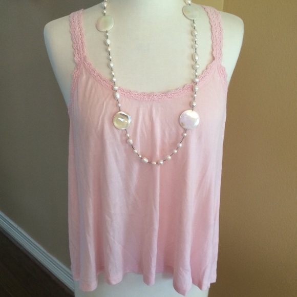 Forever 21 Pink Tank with Lace Detailing