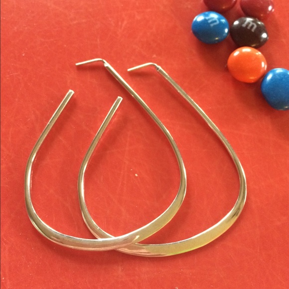 Sterling Silver .925 Large Oblong Hoop Earrings