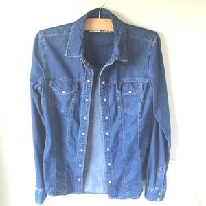 TOPSHOP Moto Fitted Western Button Down Top