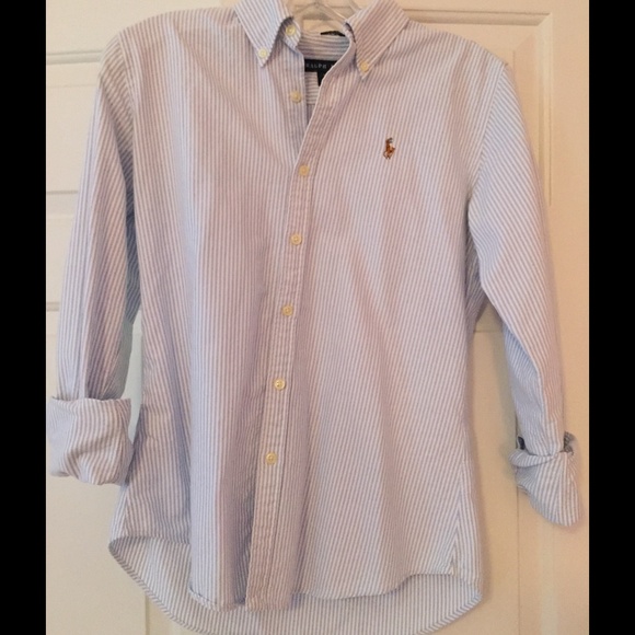 Ralph Lauren Tops - Ralph Lauren Blue and White Striped Button Down