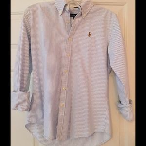 Ralph Lauren Blue and White Striped Button Down