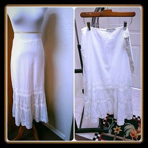 White Cotton Skirt w lace applique - Dolce&Gabbana