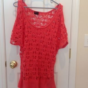 Plus size peekaboo shoulder summer sweater