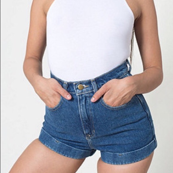American Apparel high waisted denim shorts (dark)