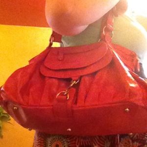 Large pink leather bag