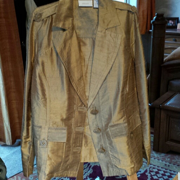 CHICO'S Gold Silk Jacket 1, fits 6