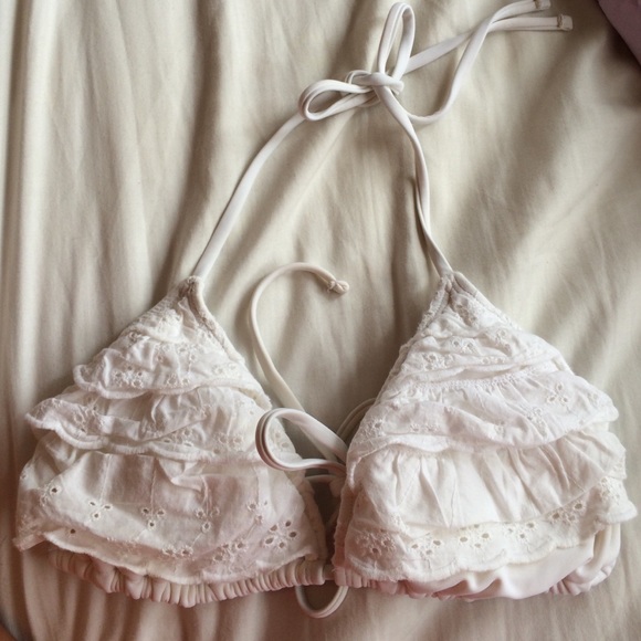 White Ruffle Swim Top