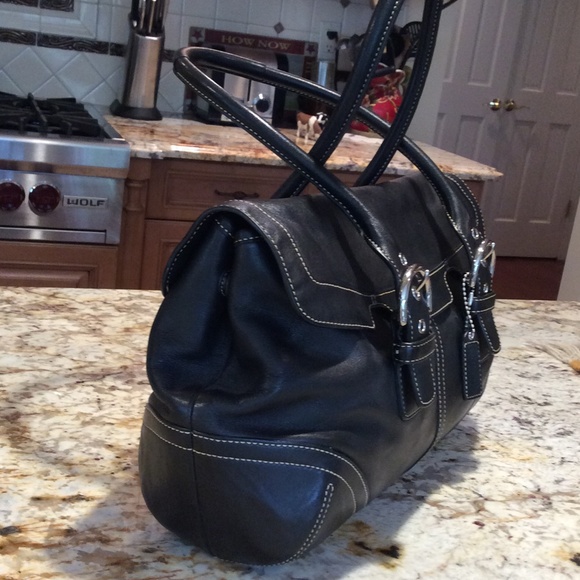 Coach Bags Sold Black Leather Coach Bag W Silver Hardware Poshmark
