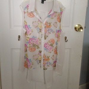 White and floral sheer top