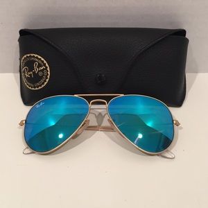 Ray Ban green mirror aviator sunglasses