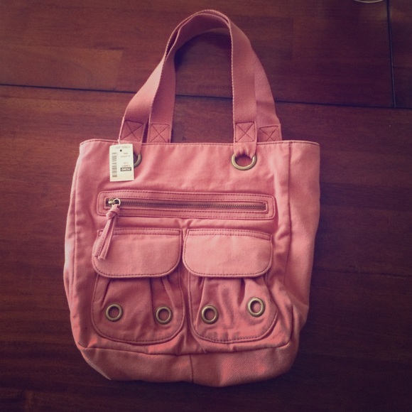 🚫SOLD!🚫Pink Canvas Purse with zippers/pockets