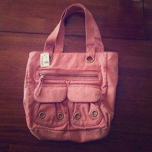 🚫SOLD!🚫Pink Canvas Purse with zippers/pockets