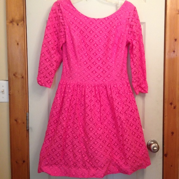 Hot pink lace Lilly Pulitzer dress.