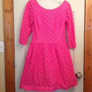 Hot pink lace Lilly Pulitzer dress.