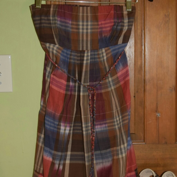Strapless plaid dress