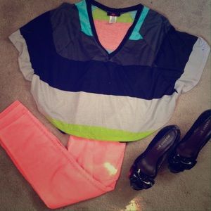 Color Block Poncho Crop Top