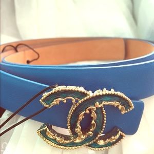 Chanel blue leather belt S/S 2015 *SOLD*