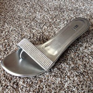 Silver rhinestone high heels