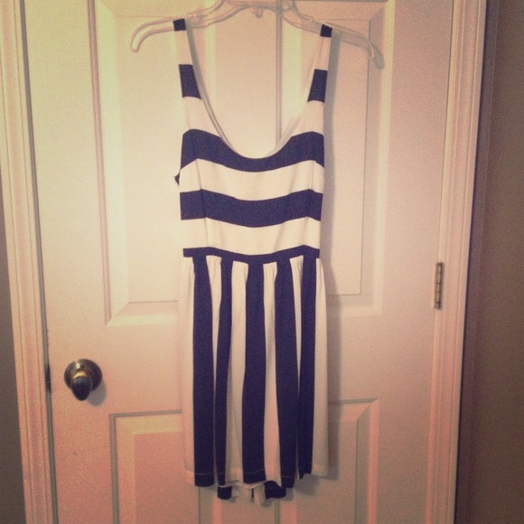 Blue and Black Striped Dress - Picture 1 of 2