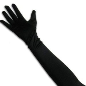 22" black satin opera gloves