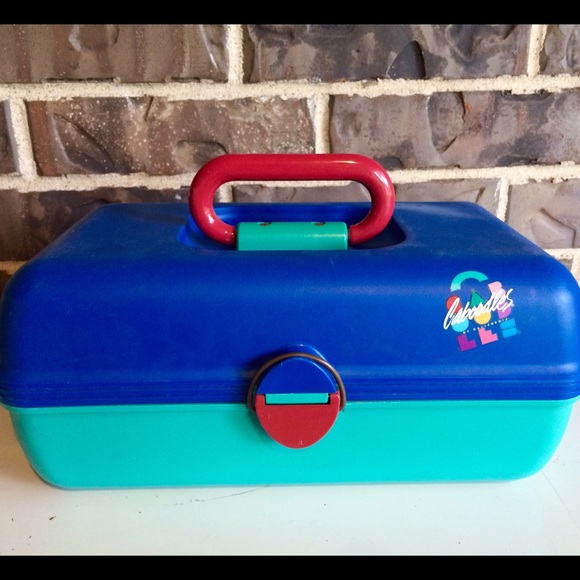 Retro Blue and Green CABOODLES Makeup Storage Case