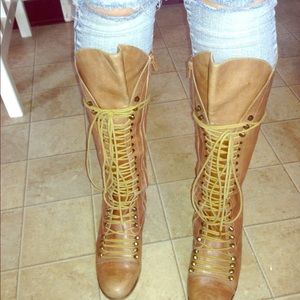 Steve Madden knee high combat boots