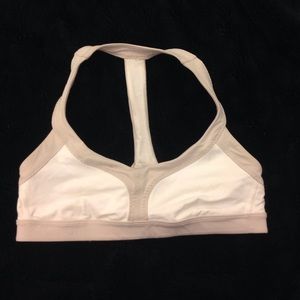 White and beige lululemon sports bra