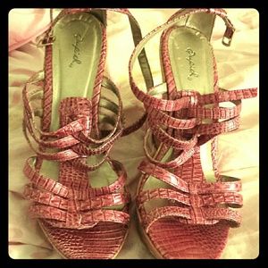 Pink wedge sandals