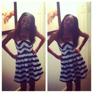 Black & White chevron strapless dress