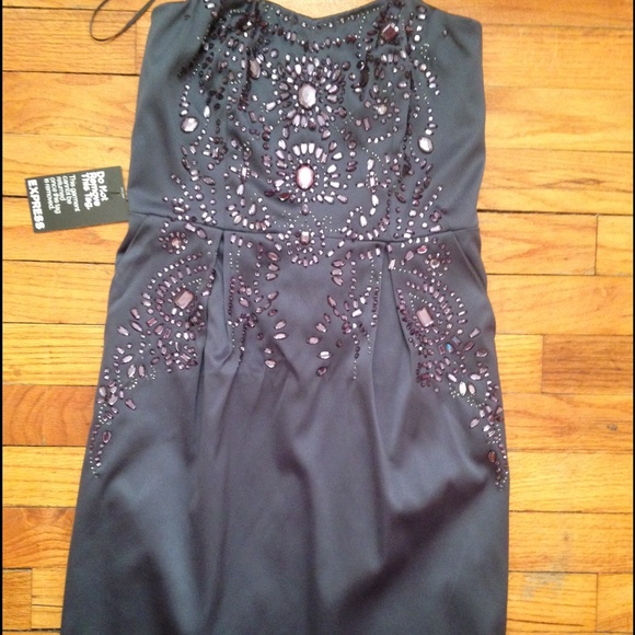 Grey rhinestone dress/ cocktail dress
