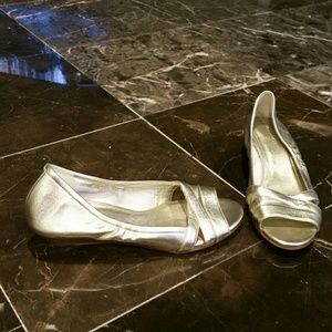Gold Cole Haan peep toe shoes