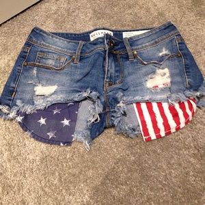 Jean shorts with American flag pockets