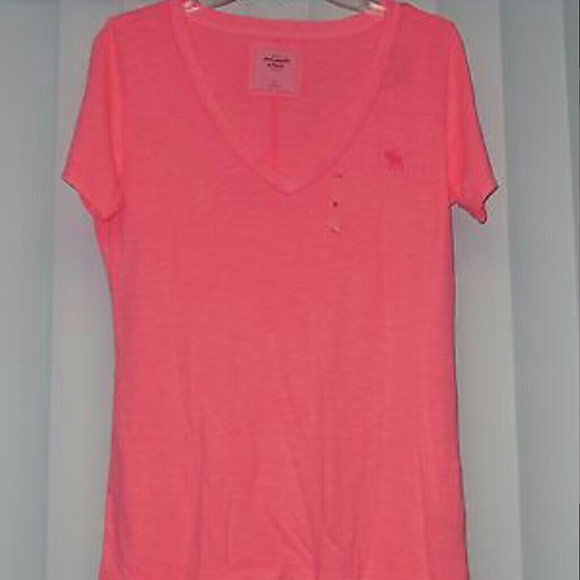 ♡Abercrombie and Fitch A&F neon hot pink moose tee