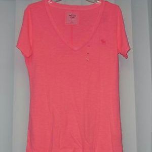 ♡Abercrombie and Fitch A&F neon hot pink moose tee